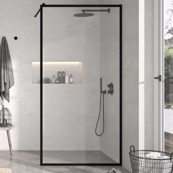 Mampara de ducha FRESH FIJO NEGRO PERIMETRAL