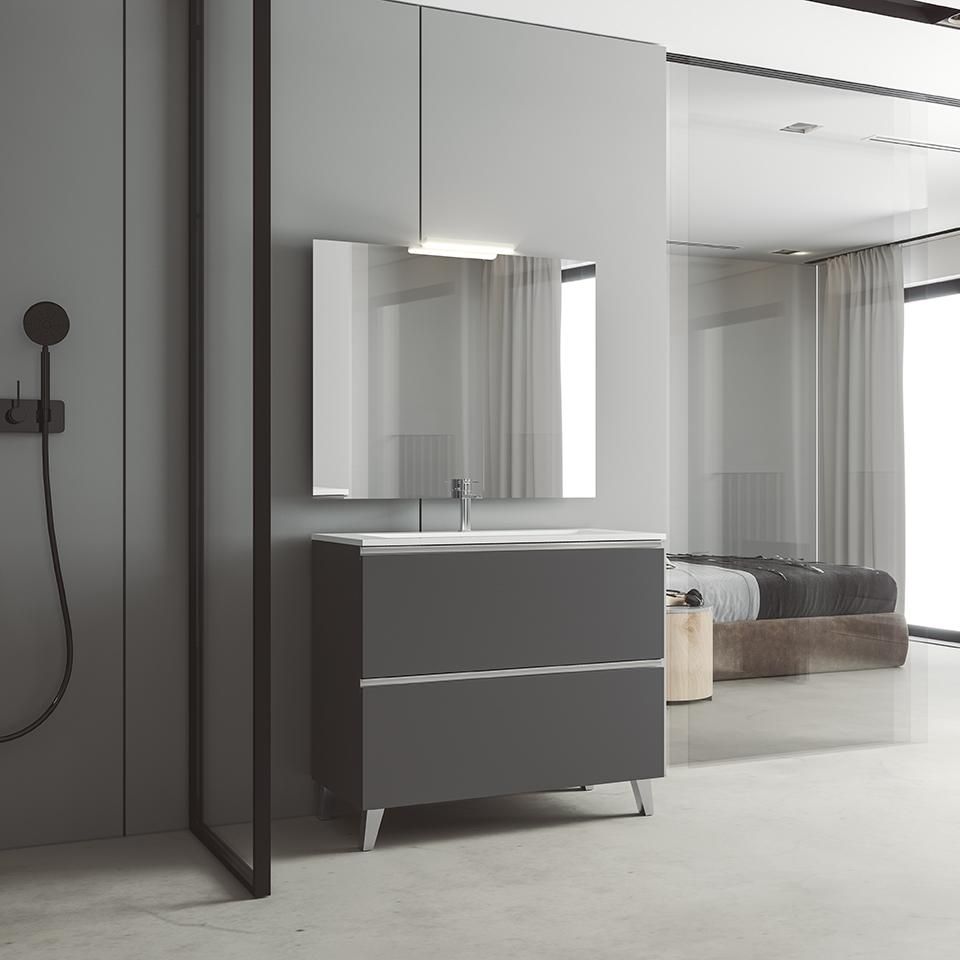 Mueble de Baño GRANADA 100 con 3 cajones y lavabo sobre encimera